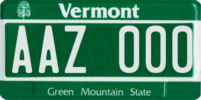 VT license plate AAZ000