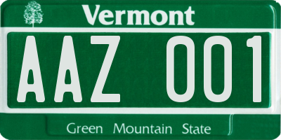 VT license plate AAZ001