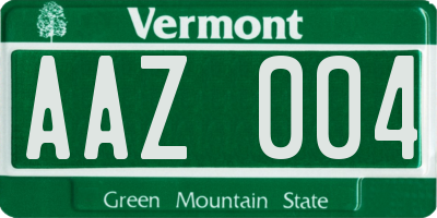 VT license plate AAZ004