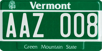 VT license plate AAZ008