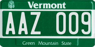 VT license plate AAZ009