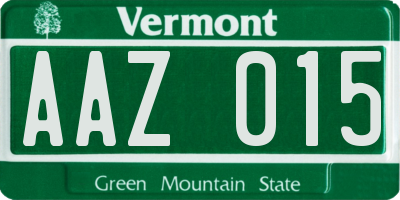 VT license plate AAZ015