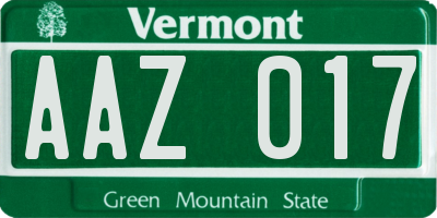 VT license plate AAZ017