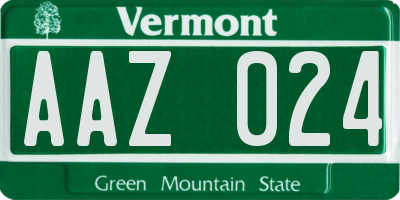 VT license plate AAZ024
