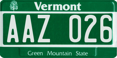 VT license plate AAZ026