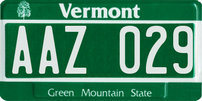 VT license plate AAZ029