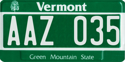 VT license plate AAZ035