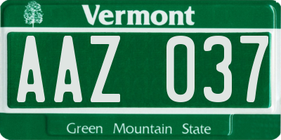 VT license plate AAZ037