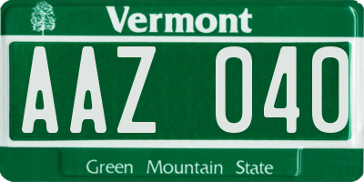 VT license plate AAZ040