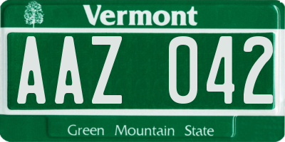 VT license plate AAZ042