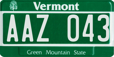 VT license plate AAZ043