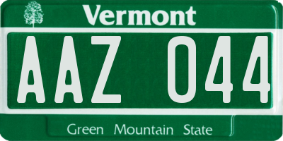 VT license plate AAZ044