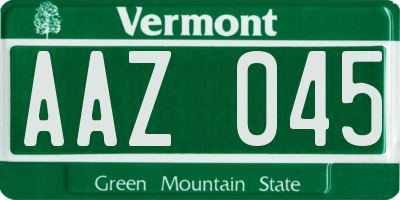 VT license plate AAZ045