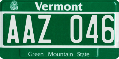 VT license plate AAZ046