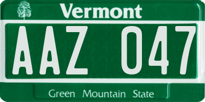 VT license plate AAZ047