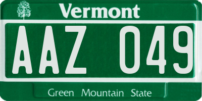 VT license plate AAZ049