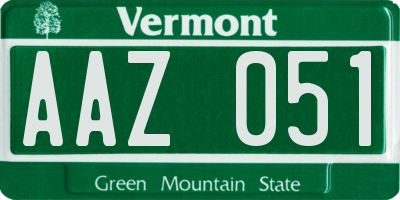 VT license plate AAZ051