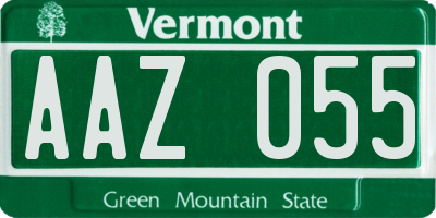 VT license plate AAZ055