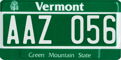 VT license plate AAZ056