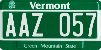 VT license plate AAZ057