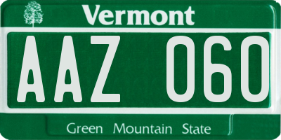 VT license plate AAZ060