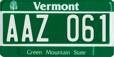 VT license plate AAZ061