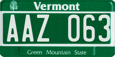 VT license plate AAZ063