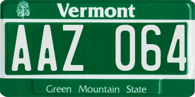 VT license plate AAZ064