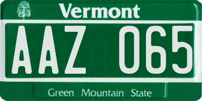 VT license plate AAZ065