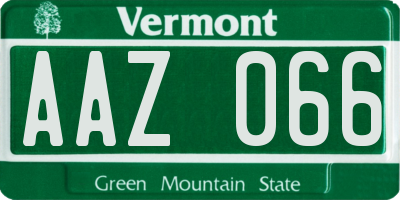 VT license plate AAZ066