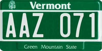 VT license plate AAZ071