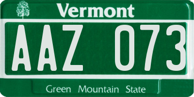 VT license plate AAZ073