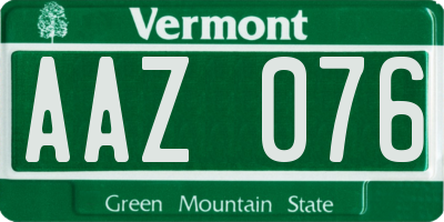 VT license plate AAZ076