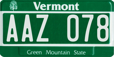 VT license plate AAZ078