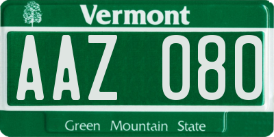 VT license plate AAZ080