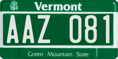 VT license plate AAZ081