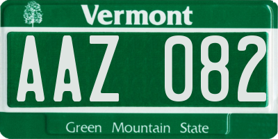 VT license plate AAZ082