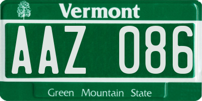 VT license plate AAZ086