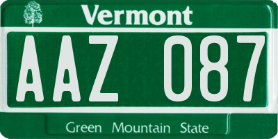 VT license plate AAZ087