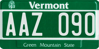 VT license plate AAZ090