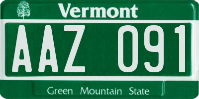 VT license plate AAZ091