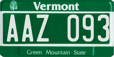 VT license plate AAZ093