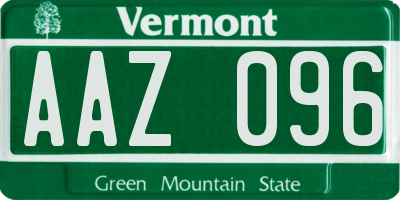 VT license plate AAZ096