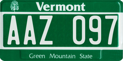 VT license plate AAZ097