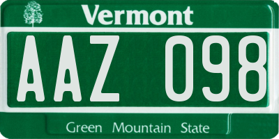 VT license plate AAZ098