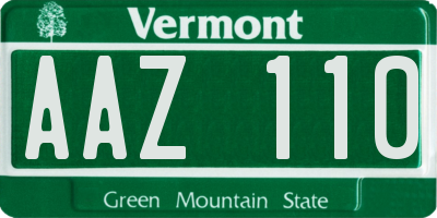 VT license plate AAZ110