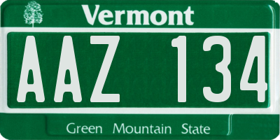 VT license plate AAZ134