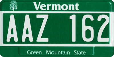 VT license plate AAZ162