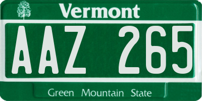 VT license plate AAZ265