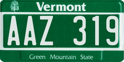 VT license plate AAZ319